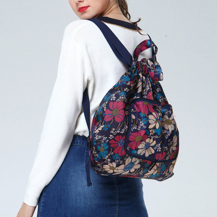 Foldable Printed Nylon Backpack with Drawstring | Stornfield