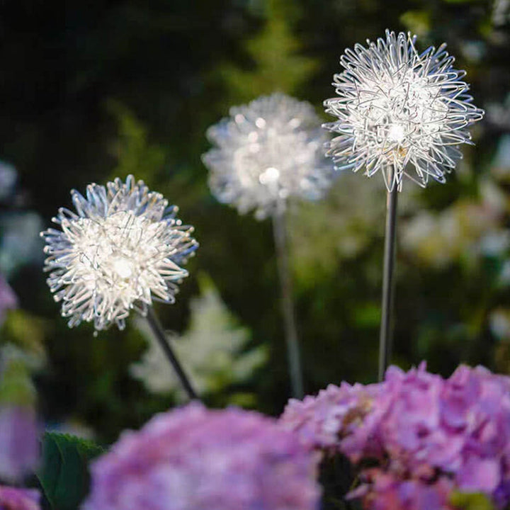 Solar Dandelion Aluminum Wire Globe Light LED Outdoor Waterproof Luminous Garden Insert Ground Landscape Light | Stornfield