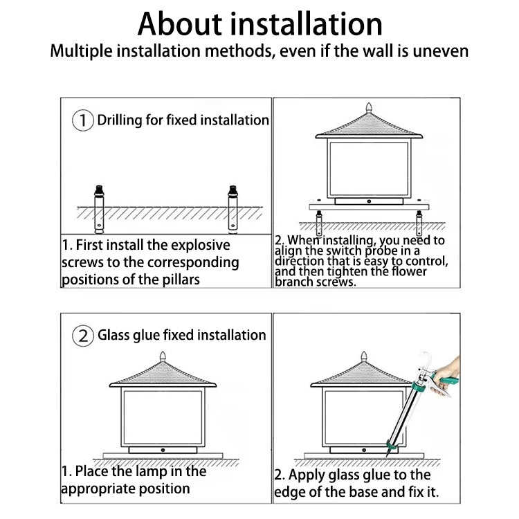 Traditional Chinese Square Aluminum Glass 1-Light Post Head Light For Garden | Stornfield