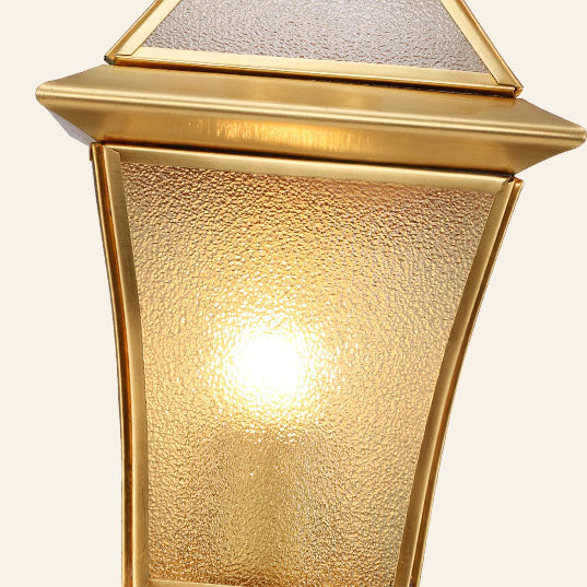 European Modern Luxury Quadrilateral Brass Glass Waterproof 1-Light Outdoor Wall Sconce Lamp | Stornfield