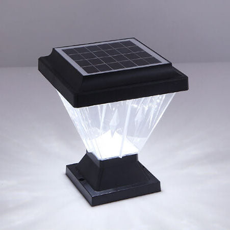 Modern Black Solar Die-Cast Aluminum Glass Outdoor Patio Waterproof Column Head Light | Stornfield