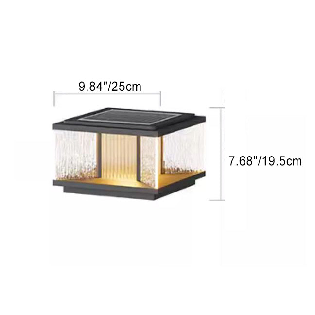 Modern Simplicity Aluminum Square Water-Rippled Glass LED Waterproof Solar Post Lamp Lawn Light For Garden | Stornfield