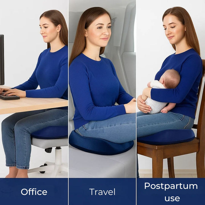SitRelief | Donut Seat Cushion - Coccyx and Hemorrhoid Relief - Memory Foam - Washable Cover - Office, Travel, Post-partum Use Stornfield
