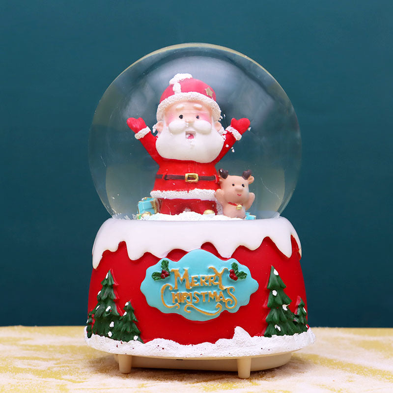 Christmas music box with light and snow globe