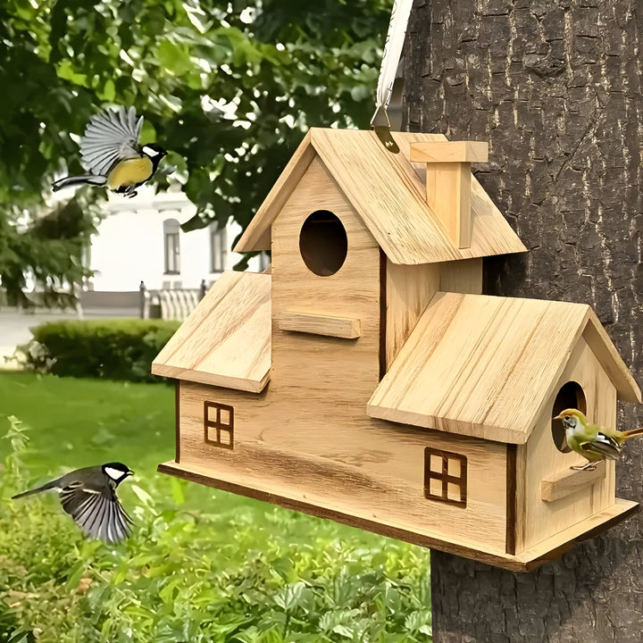 WoodlandBird House- Wooden Hanging Birdhouse with 3-Hole | Stornfield