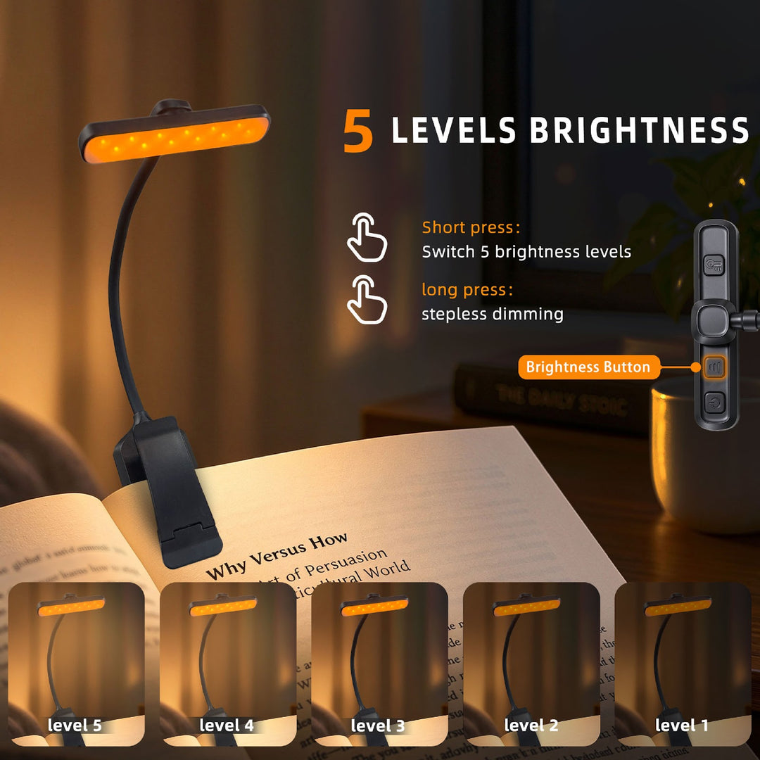 LED clamp lamp with 3 color temperatures, 1000 mAh