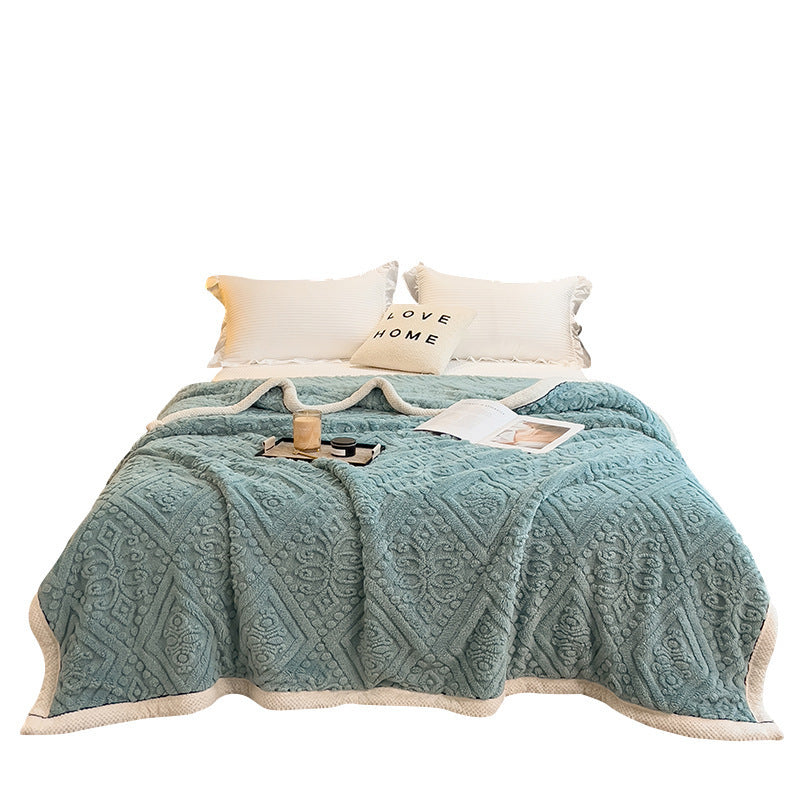 Warm Milk Fiber Fleece Cozy Blanket for Everyday and Office