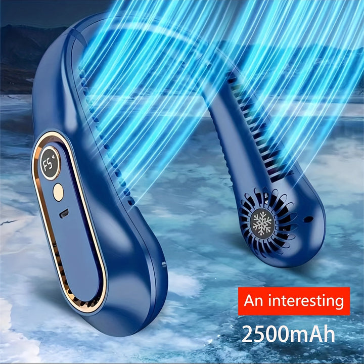 1pc Portable USB Cooler Fan With 5 Speeds And Digital Display - Super Strong Technology And Bladeless Design For Outdoor Use | Stornfield