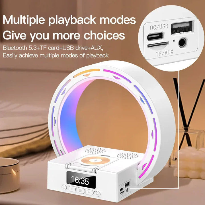 Stornfield | 4-in-1 Bluetooth speaker lamp with charging pad and alarm clock