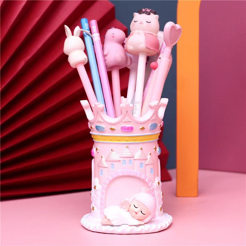 Decorative animal figure with pencil holder and light