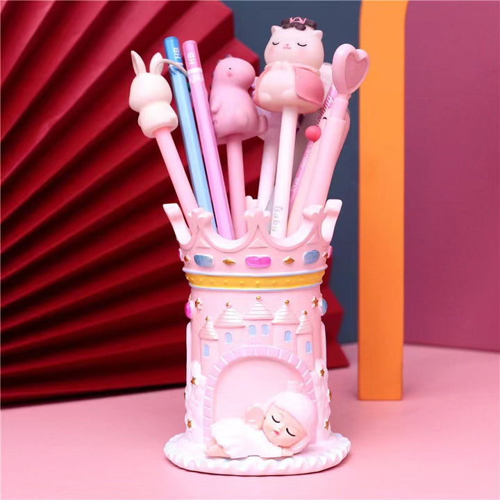 Decorative animal figure with pencil holder and light