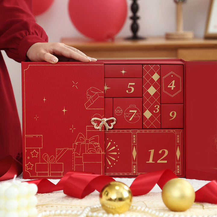 Advent calendar gift box, 24 compartments, with gold embossing