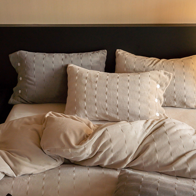 Milk fiber bedding set, 4-piece, solid color