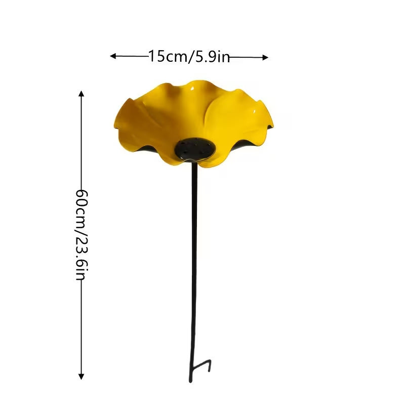 Decorative bird feeder made of metal in flower shape