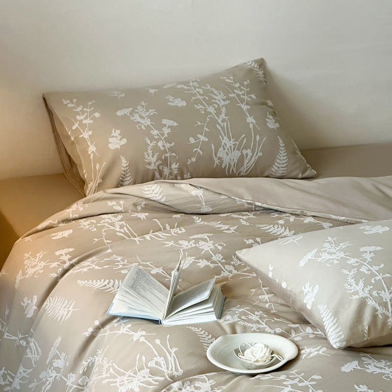 Cotton bedding set, 4-piece, jacquard pattern