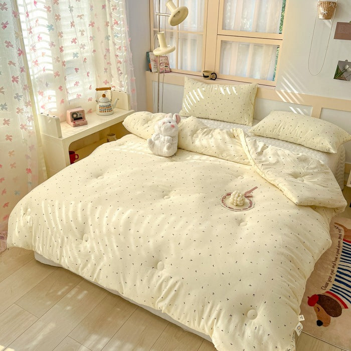 Cotton winter blanket with soy fiber filling