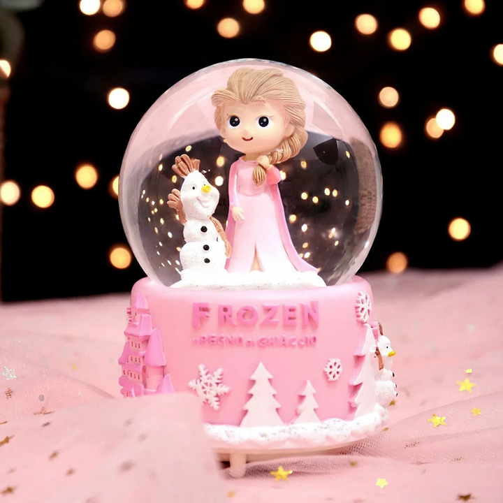Christmas music box with snow globe and light