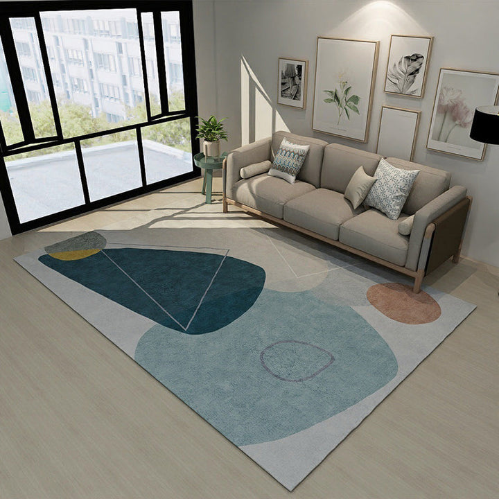 Stornfield | Novelty Indoor Block Print Rug in Gray and Ivory, Polyester Living Room Rug, Washable Rug