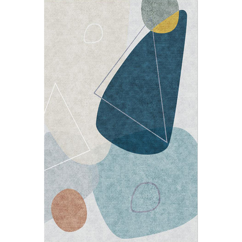Stornfield | Novelty Indoor Block Print Rug in Gray and Ivory, Polyester Living Room Rug, Washable Rug