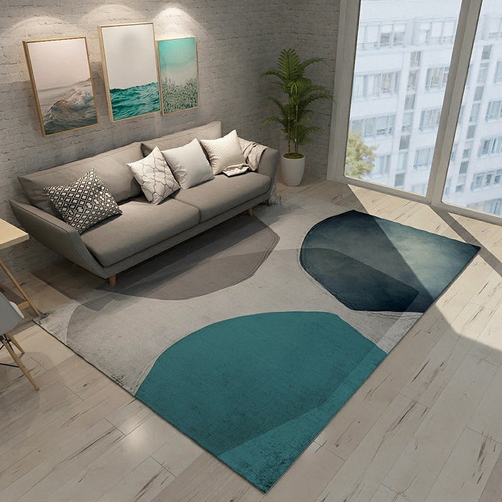 Stornfield | Novelty Indoor Block Print Rug in Gray and Ivory, Polyester Living Room Rug, Washable Rug