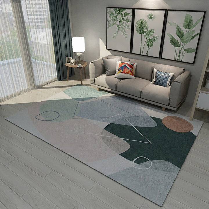 Stornfield | Novelty Indoor Block Print Rug in Gray and Ivory, Polyester Living Room Rug, Washable Rug