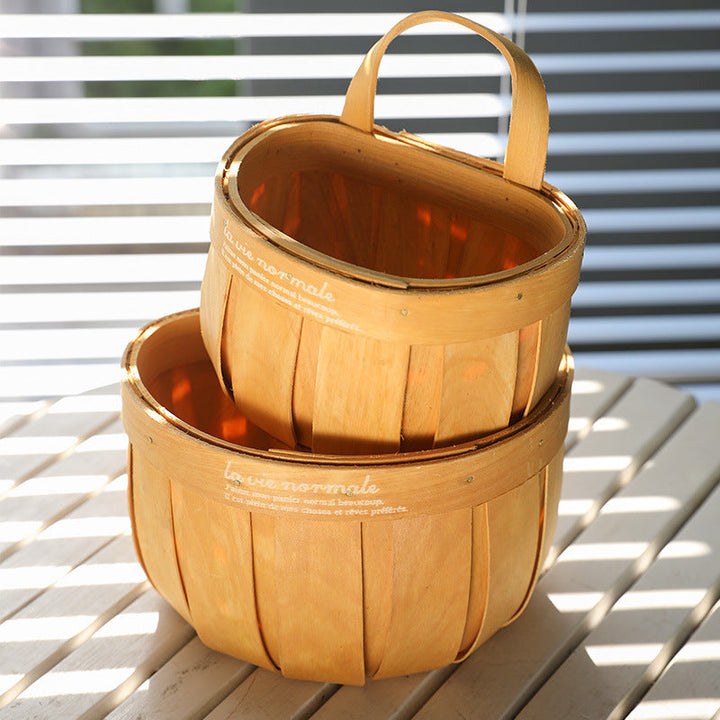 Rustic Wooden Storage Basket Stornfield