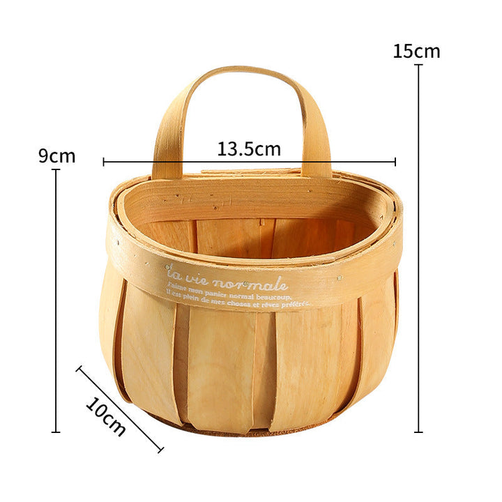 Rustic Wooden Storage Basket Stornfield
