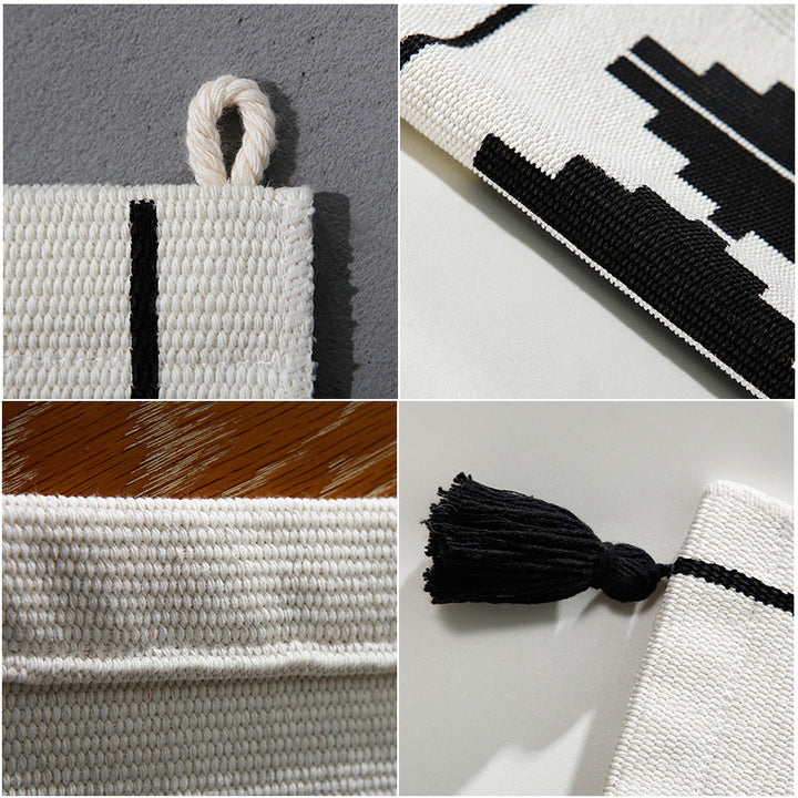 Woven wall hanging with graphic ethnic relief and tassels Stornfield