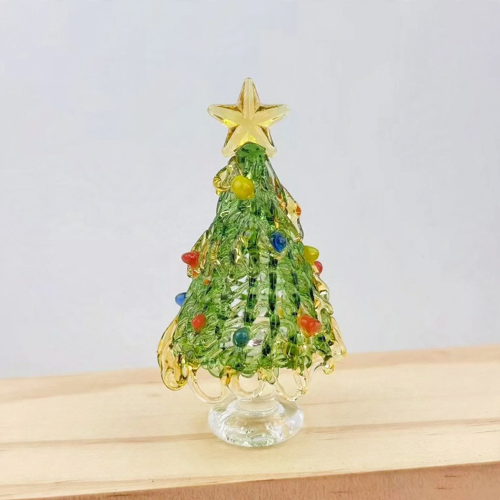 Mini Christmas tree made of glass, decorative table figure