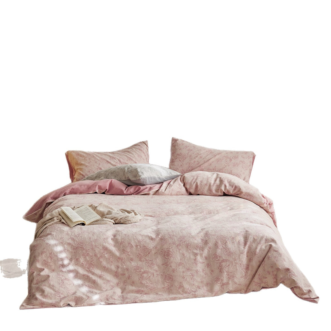 Cotton bedding set, 4-piece, color weaving