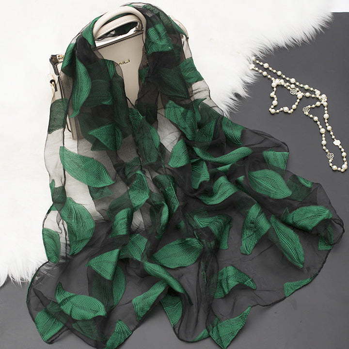 Stornfield | Silk scarf with cut flowers hollow motif