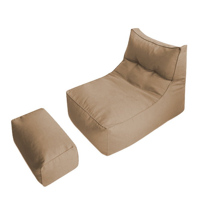 Comfortable lounge bean bag with ergonomic backrest and separate footstool