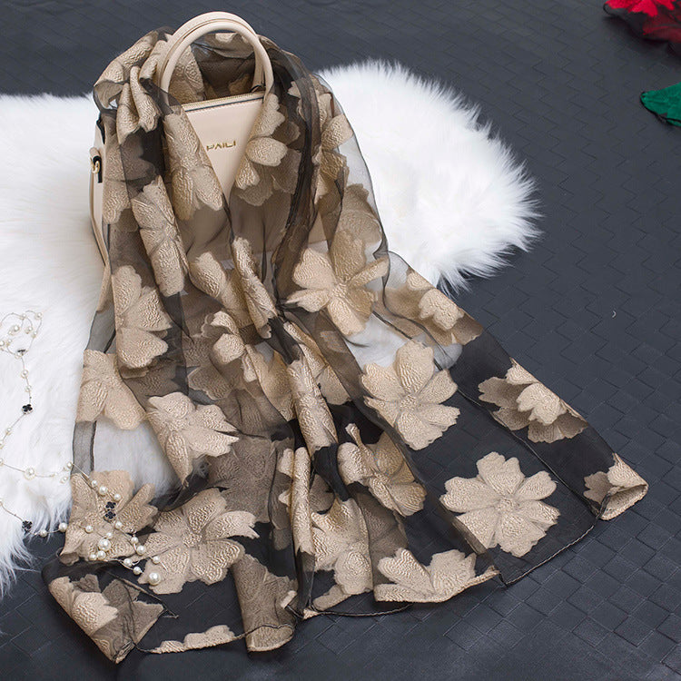 Stornfield | Silk scarf with cut flowers hollow motif