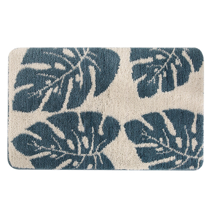 Plush Leaf Design Bath Mat