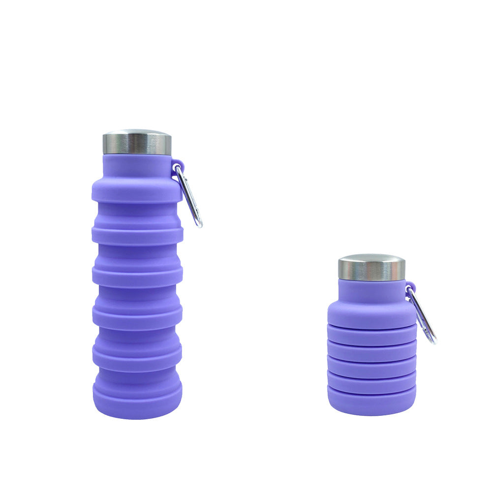 Women practical and compact silicone drinking bottle with carabiner and stainless steel cap Stornfield