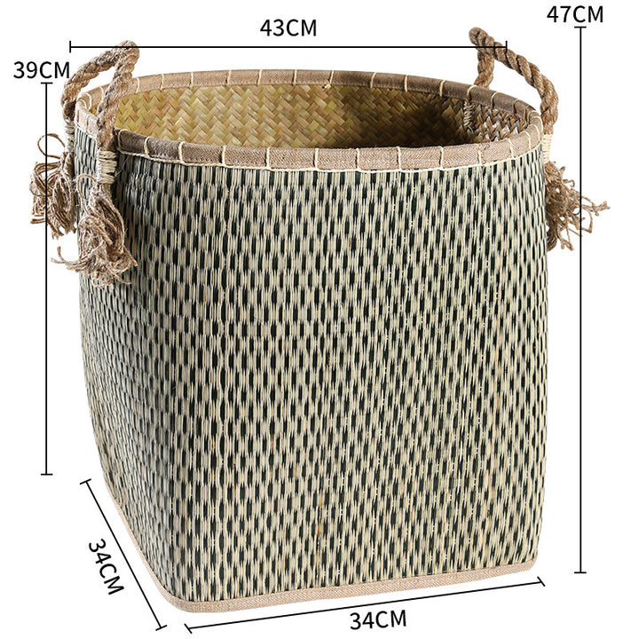 Unisex Handwoven Storage Basket with Decorative Fringes Stornfield