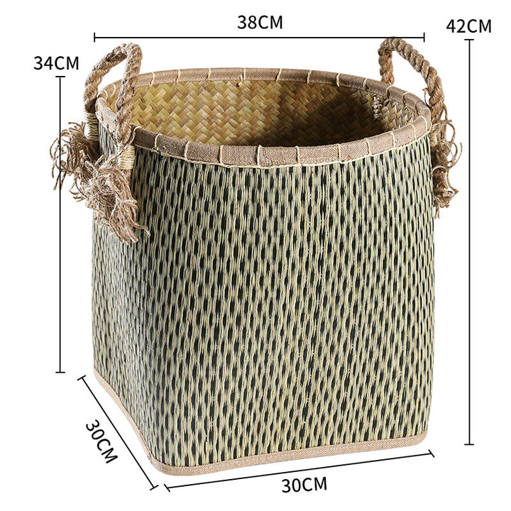 Unisex Handwoven Storage Basket with Decorative Fringes Stornfield