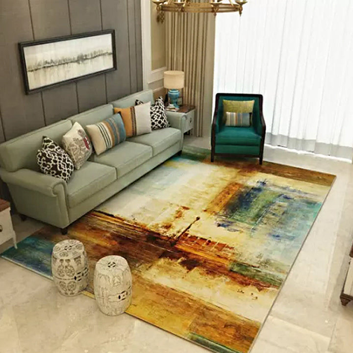 Stornfield | Brown Creative Abstract Rug Modern Polyester Washable Area Rug for Bedroom