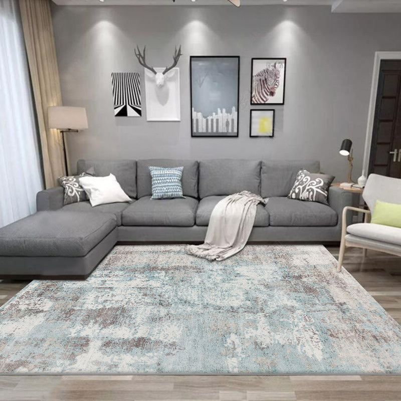 Stornfield | Green and Pink Modern Polyester Abstract Washable Non-Slip Rug for Living Room