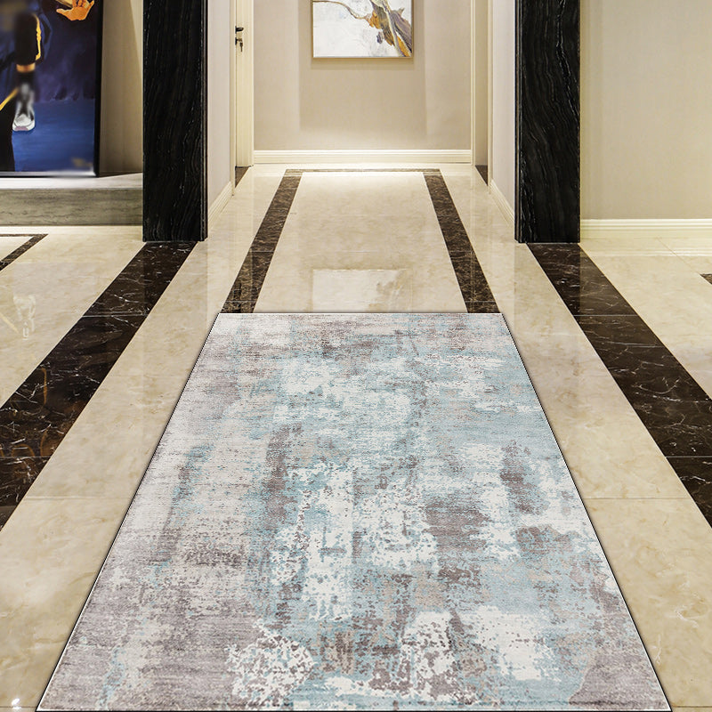 Stornfield | Green and Pink Modern Polyester Abstract Washable Non-Slip Rug for Living Room