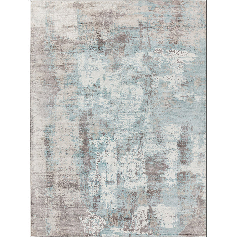 Stornfield | Green and Pink Modern Polyester Abstract Washable Non-Slip Rug for Living Room