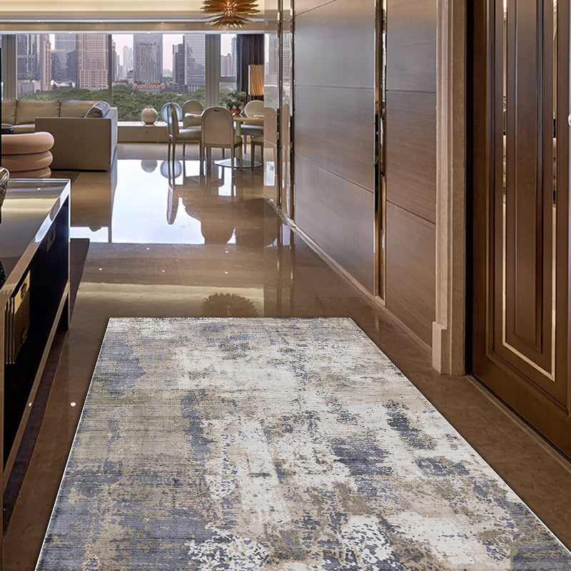 Stornfield | Green and Pink Modern Polyester Abstract Washable Non-Slip Rug for Living Room