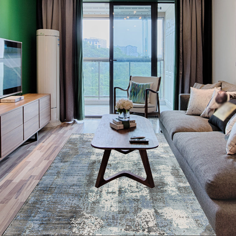 Stornfield | Green and Pink Modern Polyester Abstract Washable Non-Slip Rug for Living Room