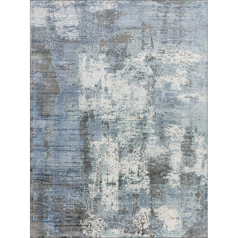 Stornfield | Green and Pink Modern Polyester Abstract Washable Non-Slip Rug for Living Room