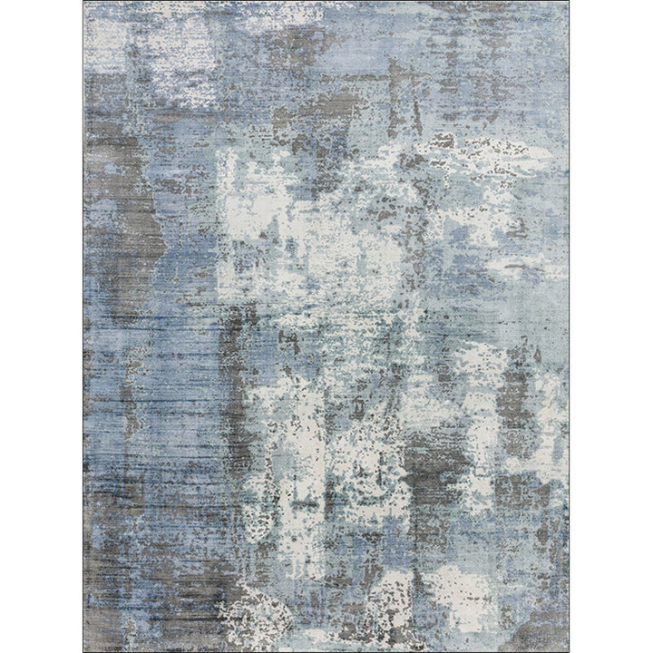 Stornfield | Green and Pink Modern Polyester Abstract Washable Non-Slip Rug for Living Room