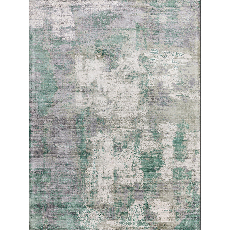 Stornfield | Green and Pink Modern Polyester Abstract Washable Non-Slip Rug for Living Room