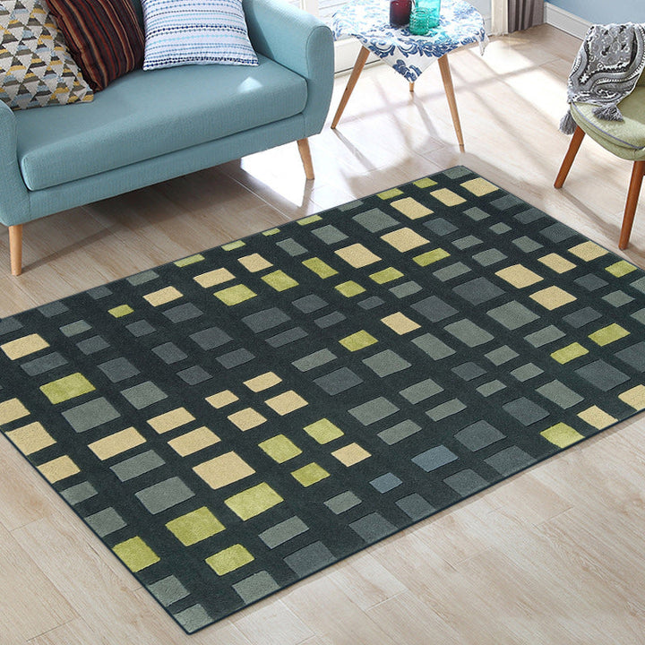 Stornfield | Green Plaid Pattern Simple Novelty Rug Polyester Non-Slip Stain-Resistant Carpet for Home Decoration