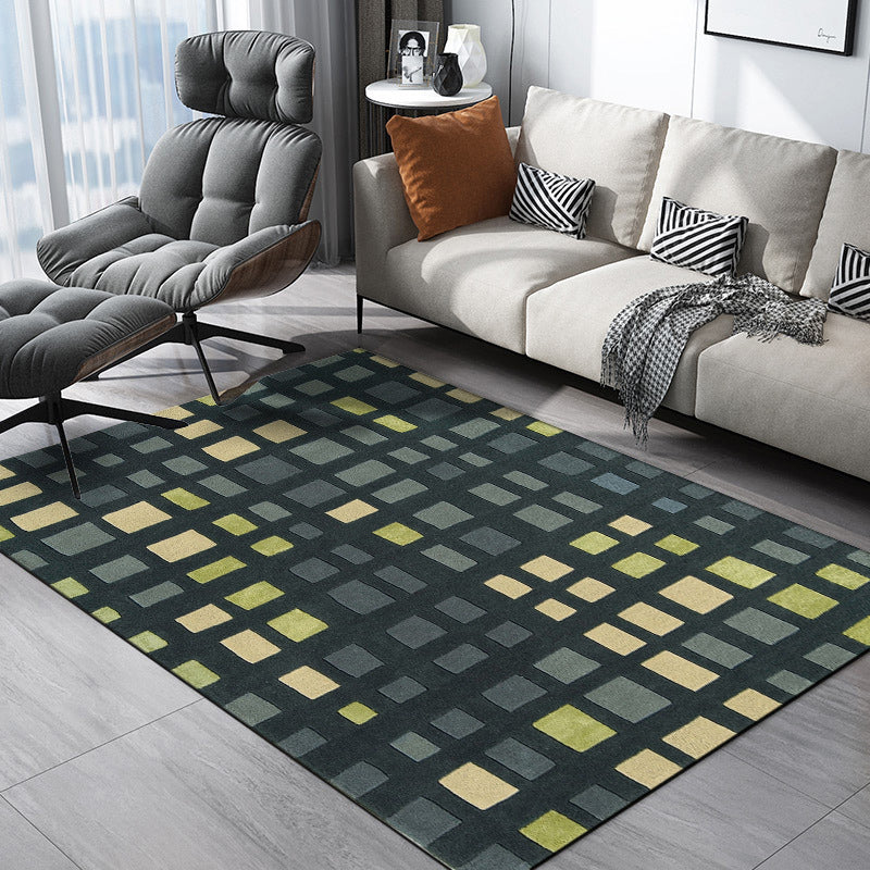 Stornfield | Green Plaid Pattern Simple Novelty Rug Polyester Non-Slip Stain-Resistant Carpet for Home Decoration