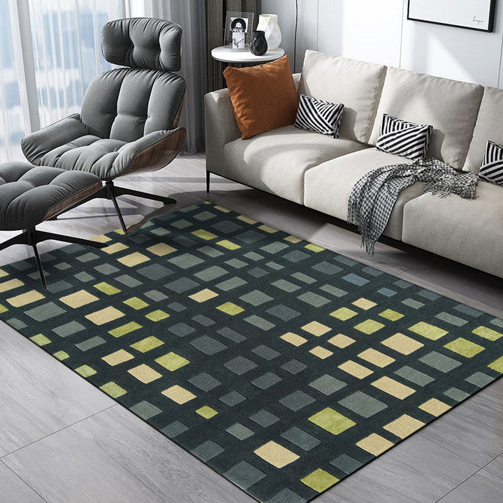 Stornfield | Green Plaid Pattern Simple Novelty Rug Polyester Non-Slip Stain-Resistant Carpet for Home Decoration