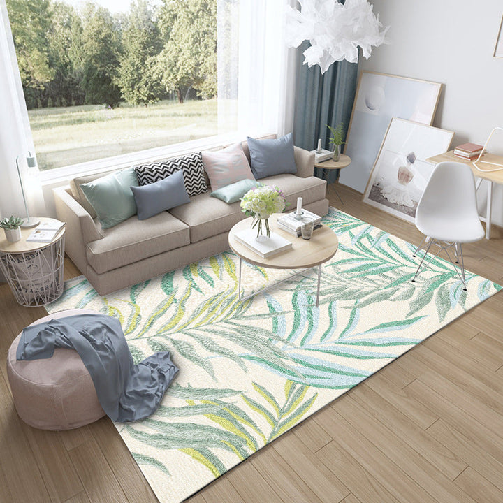 Stornfield | Tropical Botanical Pattern Rug with White and Yellow Leaves, Polyester Rug, Machine Washable, Non-Slip Rug for Bedroom